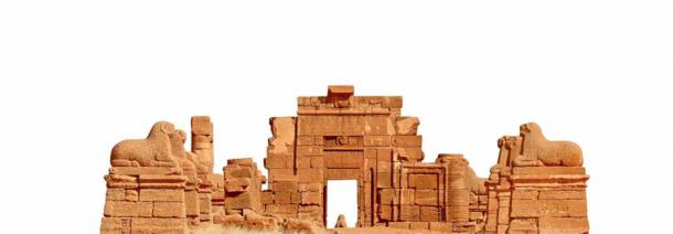 El Templo de Amón, aislado sobre fondo blanco. Sitio arqueológico Jebel Barkal, Napata (Martina/ Adobe Stock)