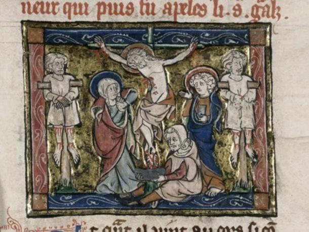The Holy Grail depicted as a dish in which Christ’s blood is collected. (British Library)