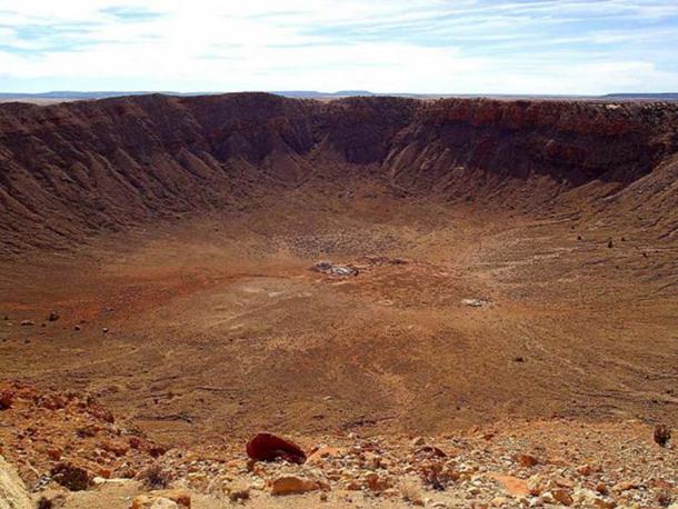 The 50,000-year-old Barringer meteorite crater in Arizona measures 0.737 miles in diameter. (Public Domain)