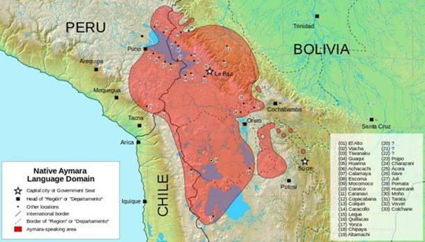 The Aymara speaking region as recorded in 1984. (CC BY-SA 3.0)