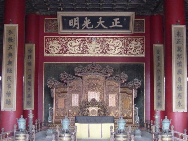 The Dragon Throne of the Emperor of China now stands vacant in the Forbidden City.