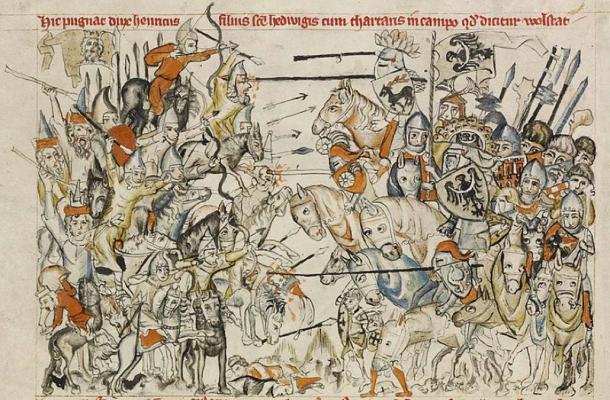 The Golden Horde at the Battle of Legnica (legnitz) 1241. From ‘Legend of Saint Hedwig’. (Public Domain)