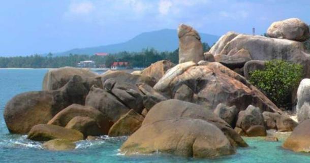The Grandpa (Ta) rock formation in Thailand