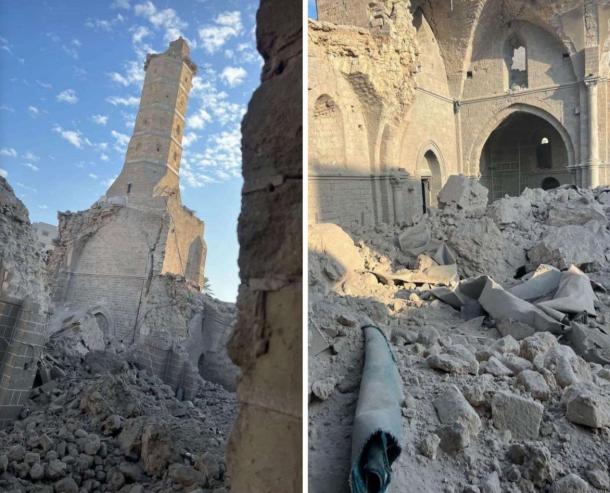The Great Mosque of Gaza (Omari Mosque) has sustained damage.