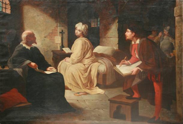 Painting, The Imprisonment of Beatrice Cenci, based on the legend. 19th century.