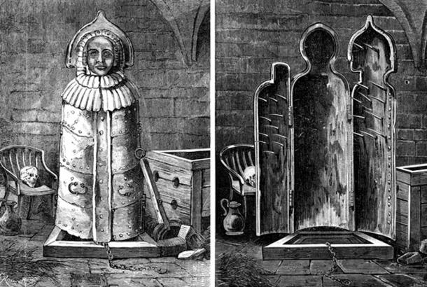 The Iron Maiden of Nuremberg, vintage engraving. (Morphart / Adobe)