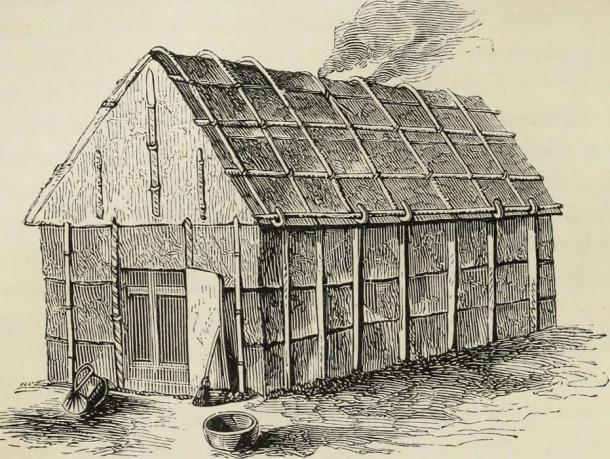 The Iroquois called themselves the  Haudenosaunee, or People of the Longhouse. A traditional longhouse, which had apartment-like divisions in it for nuclear families. (The Commons)