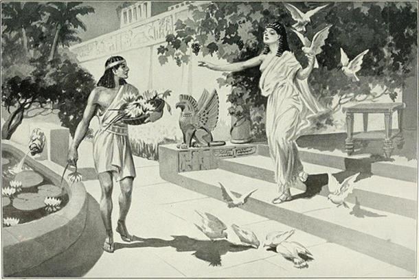 "The Legend of Sargon (The Goddess Ishtar Appears to Sargon, the Gardener's Lad)" by the artist, Edwin J. Prittie. (The Commons)
