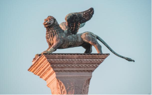 The ‘Lion of Venice’ in St Mark’s Square, Venice.
