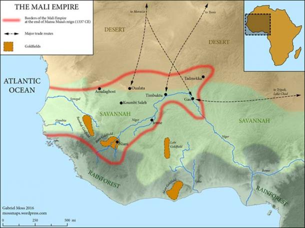 The Mali Empire at the end of Mansa Musa's reign 1337. (Mossmaps / CC BY-SA 4.0)