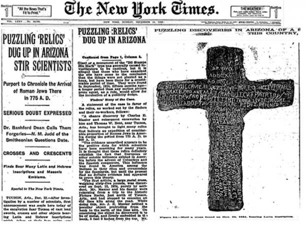 The New York Times ran an article when the Tucson Artifacts (also known as The Silverbell Crosses) where found. (Geburahs Secret / YouTube)