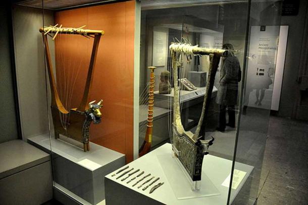 The Queen's lyre and the silver lyre, from the Royal Cemetery at Ur, southern Mesopotamia, Iraq. The British Museum, London. (Osama Shukir Muhammed Amin FRCP(Glasg)/CC BY SA 4.0)