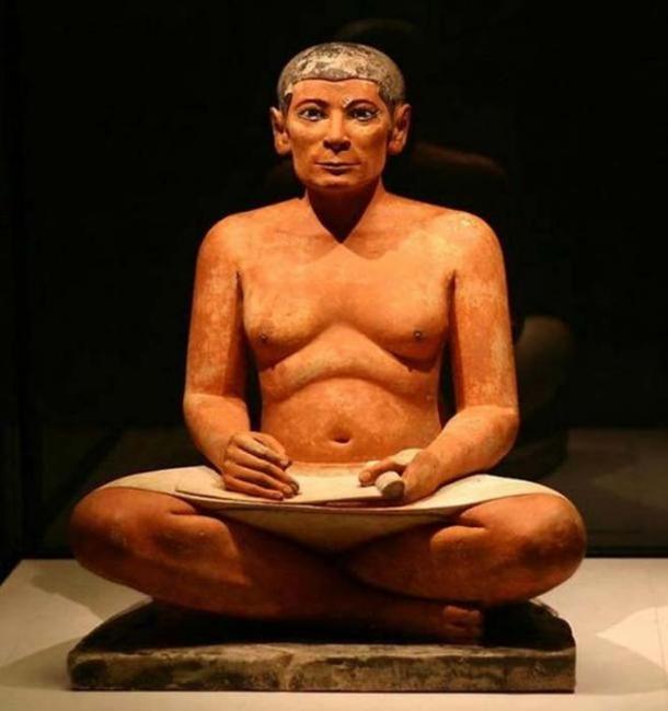 The Seated Scribe, a statue from Saqqarah dated 2600–2350 BC.