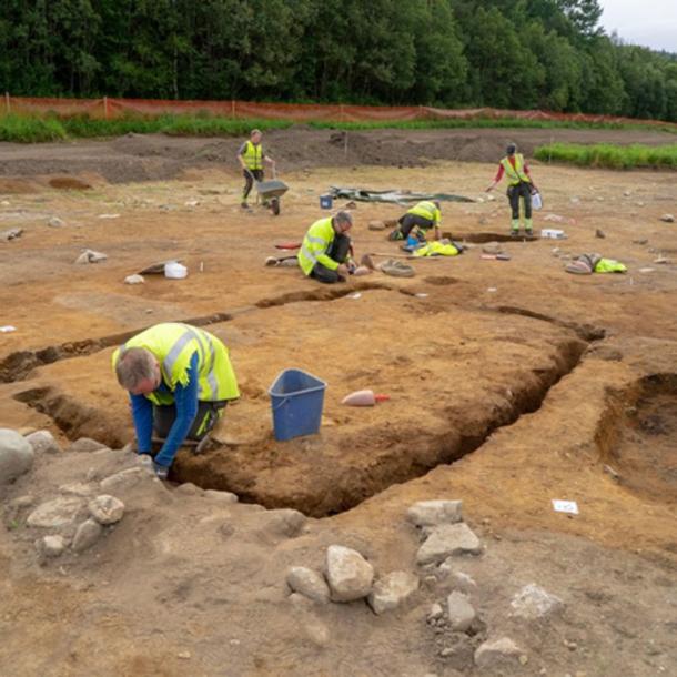 The Viking mausoleum excavation site. (Raymond Sauvage, NTNU Vitenskapsmuseet)