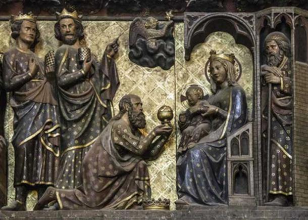 The adoration of the Magi, after they followed that ‘star in the east’ to Jesus. 