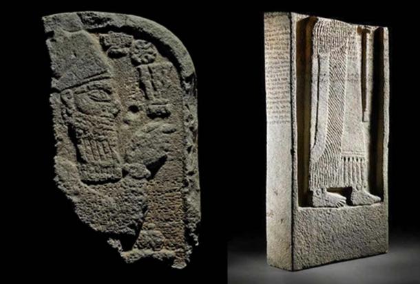 La partie supérieure cassée (CC BY NC SA 4.0) et la partie inférieure (CC BY ND) ou la stèle assyrienne.