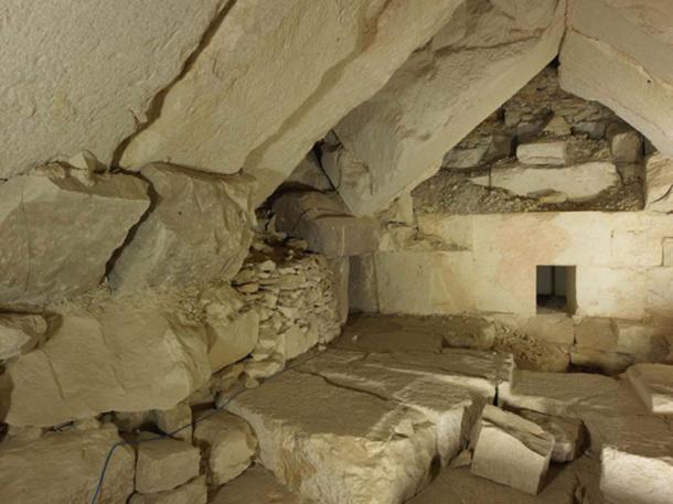The burial apartments of king Djedkare’s pyramid before their consolidation. (Sandro Vannini)