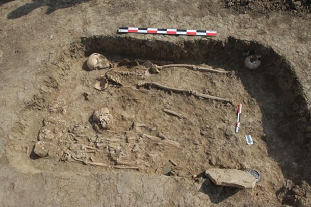 The burial in which the remains of the harp were found. Necropolis of the settlement 'Volna-1'. (Image: Institute of Archaeology, RAS)