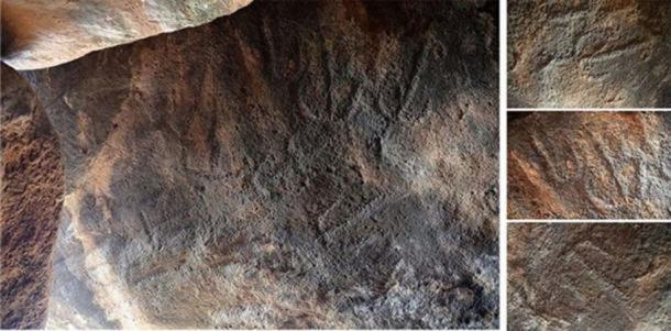 The engravings that were exposed on the inside of the built chamber. (Credit: Gonen Sharon, Tel Hai College)