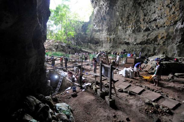 The excavation site at Callao Cave. (Image: © Callao Cave Archaeology Project)