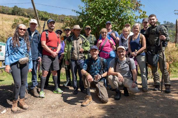 The expedition group including police escorts