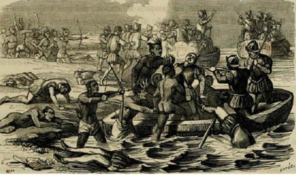 The expedition of Francisco Hernández de Córdoba, 1517 (Public Domain)