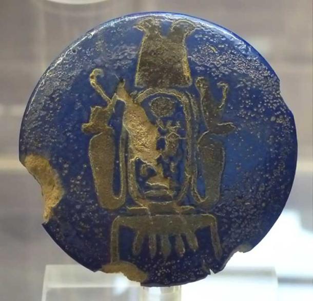 The faience knob head that states the throne name of Kheper-Kheperu-Ra or King Ay, possible grandfather of Nefertari. This knob head was found in her elaborate tomb that was looted in antiquity.