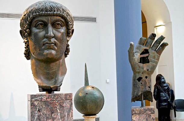 The head, hand and sphere from the colossal bronze statue of Constantine I in the Capitoline Museums in Rome (Andy Montgomery / flickr)