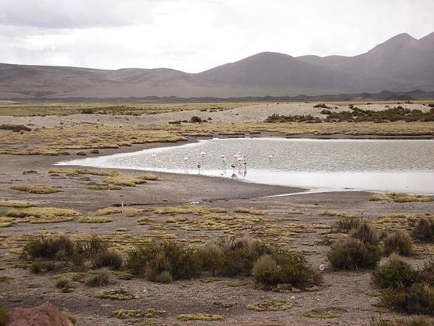 The high-altitude mountain tops and lagoons of Chile were highly-spiritualized and worshiped with deposits of ‘textile clad’ sacrificial mummies around 7000 years ago. (Public Domain).