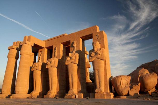 The imposing Ramesseum built by Ramesses II is a UNESCO World Heritage Site today. This memorial temple was originally called the House of Millions of Years of Usermaatra-setepenra. Pictured here are headless Osiride statues of the pharaoh. (CC BY 2.0)