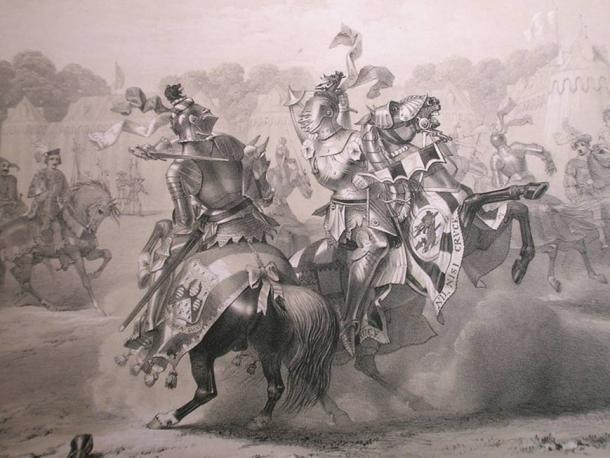 The joust between the Lord of the Tournament and the Knight of the Red Rose