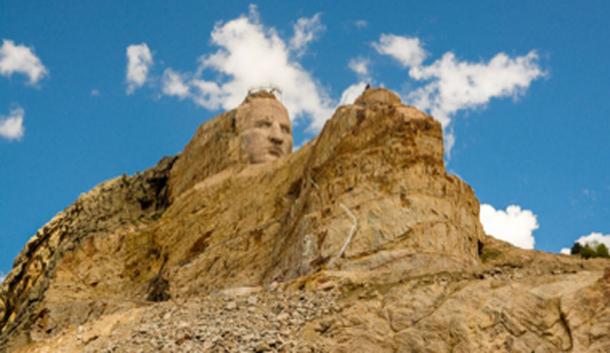 The large scale statue of Crazy Horse, in progress on the mountainside. (Kent Kanouse / CC BY-SA 2.0)
