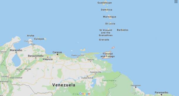 The location of Trinidad and Tobago (Google Maps)