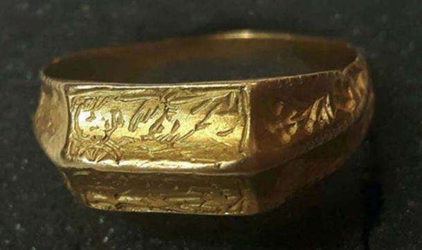 The ring, engraved with St George, was found in a field near in Yorkshire. Source: Hansons Auctioneers