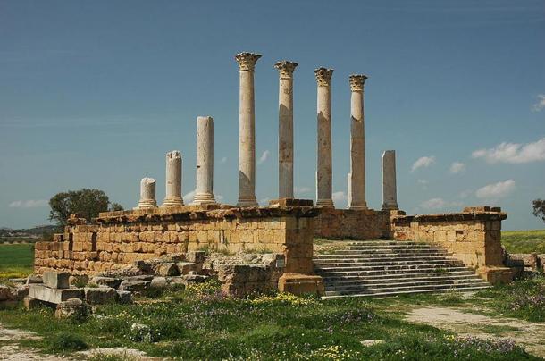 The ruins of the Capitolium in Thuburbo Maius, Tunisia.