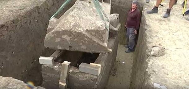 The sarcophagus was discovered intact and seemingly undisturbed for 2000 years. (Youtube Screenshot)