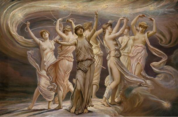 The seven maidens representing the Pleiades in Greek mythology