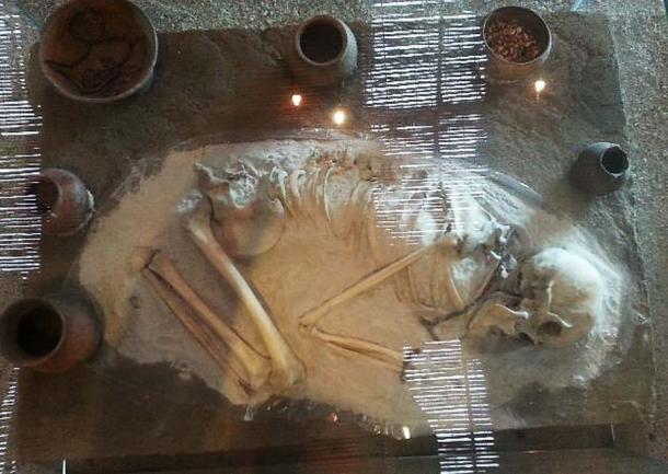 The skeleton of a woman who was buried at Cochasquí. (Alicia McDermott)