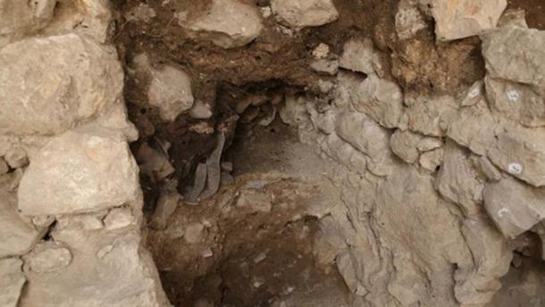 The structure in which shattered jugs were found during the summer 2017 Israel Antiquities Authority excavations.