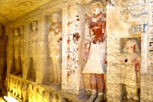 The tomb contains 24 statues on the upper level and 31 statues on the lower level. (Egyptian Ministry of Antiquities)