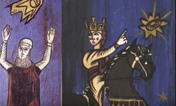These tapestries of two crusaders dates from the 12th century. (RayLovesRomania / YouTube)