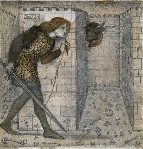 Theseus and the Minotaur in the Labyrinth (1861) by Edward Burne-Jones.