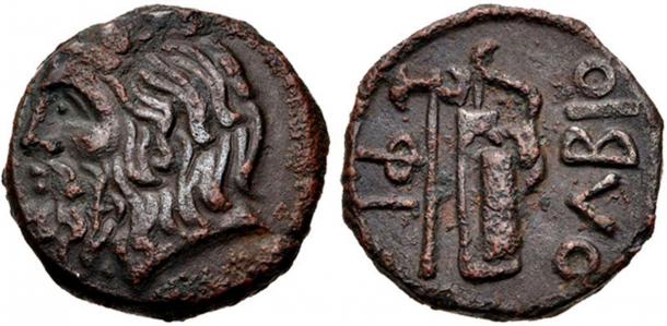 This coin from Olbia, circa 310-280 BC appears to have the image of the Scythian bow. (CC BY-SA 3.0.