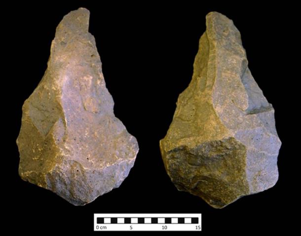 This handaxe weighs almost 8 pounds and is unusually heavy.