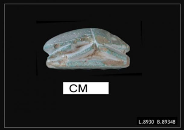 This scarab with a hieroglyphic inscription saying that it was made for a deceased man named ‘Amenemhat’ was found within a large building at Rehob. (Gabi Laron/Tel Rehov excavations / The Hebrew University of Jerusalem)