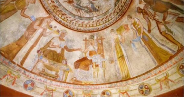 Thracian Tomb of Kazanlak, Bulgaria - ceiling fragment (replica). 