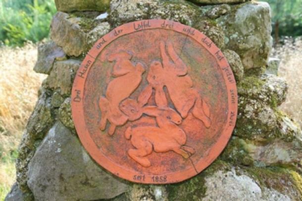 Detail of the Three Hares Stone (Dreihasenstein) in North Rhine-Westphalia, Germany. 