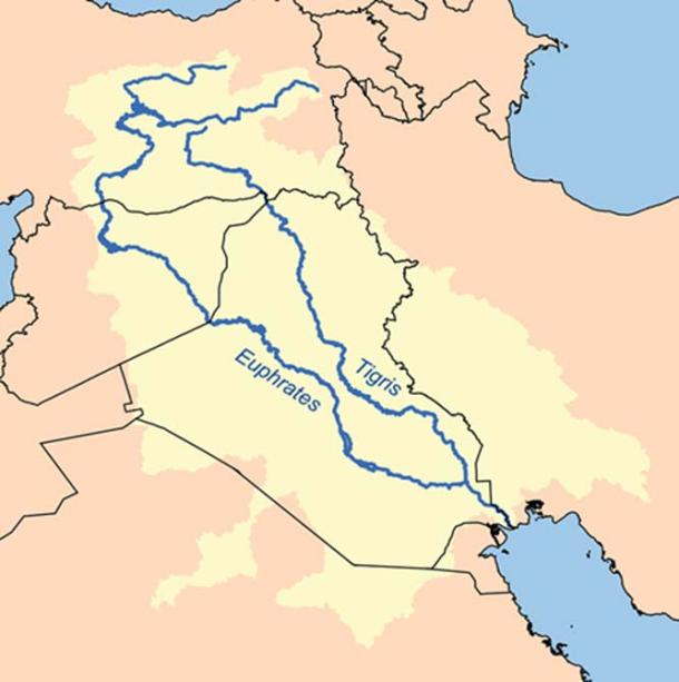 A map of the Tigris – Euphrates in the area of ancient Babylon