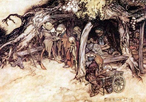 "To make my small elves coats." Illustrations to Shakespeare's A Midsummer Night's Dream by Arthur Rackham