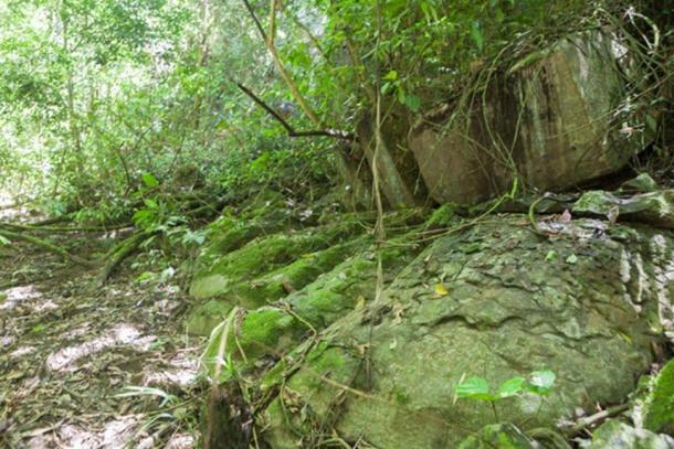 “Toes” seen at the base of the rock structure.